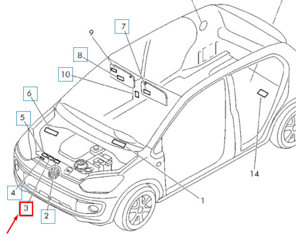 1S0010008F - Volkswagen UP A/C Info Sticker Label 1S0010008F NEW Original