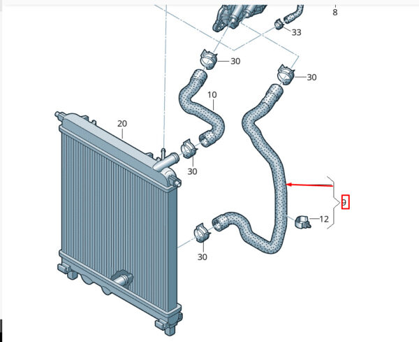1S0121051 - NEW VOLKSWAGEN LOAD UP LEFT SIDE WATER RADIATOR HOSE 1S0121051