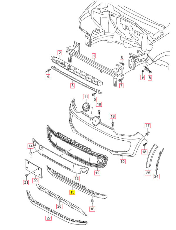 1S0805903D9B9 - New Genuine VW UP! e-UP! 12-17 Front Bumper Lower Center Spoiler 1S0805903D9B9