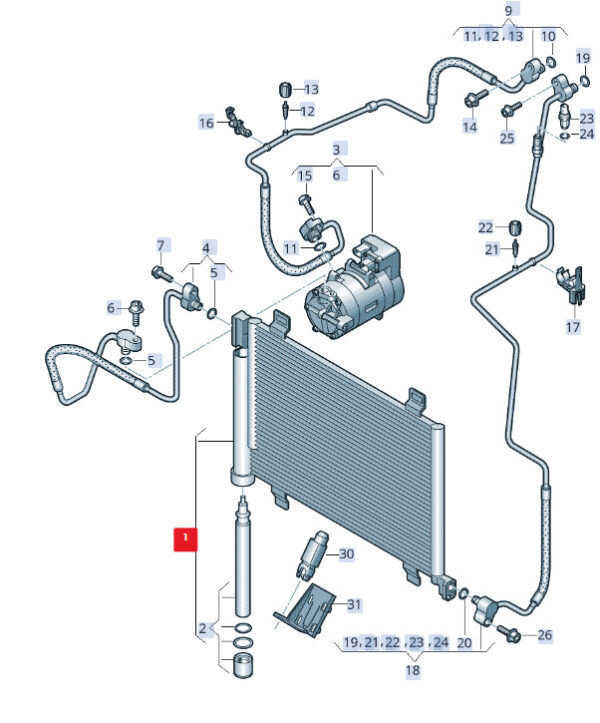 1S0816411 - NEW VOLKSWAGEN E-UP A/C RADIATOR 1S0816411 ORIGINAL