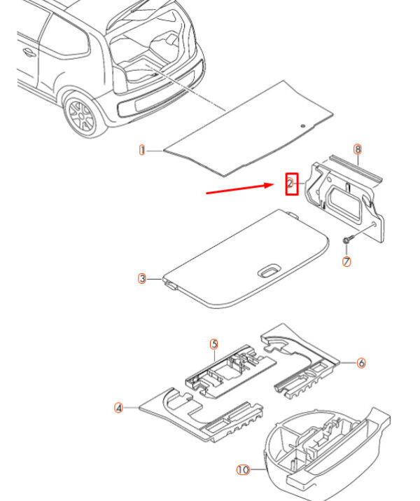 1S0858831F82V - VW UP Luggage Compartment Floor Left Mounting Block 1S0858831F82V NEW GENUINE