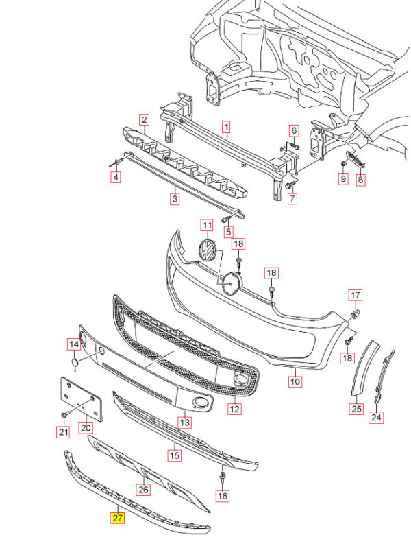 1ST805915 - New Genuine VOLKSWAGEN UP!/e-UP! Front Bumper Lower Center Spoiler 1ST805915 OEM