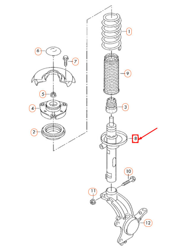 1T0413031HK - New Volkswagen EOS Front Gas Shock Absorber 1T0413031HK Genuine