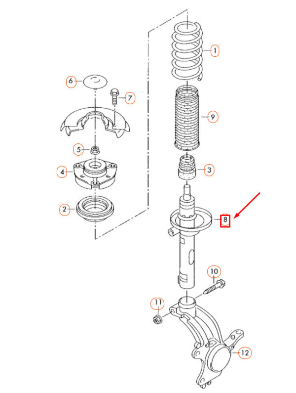 1T0413031HN - Volkswagen EOS Front Gas Pressure Damper 1T0413031HN NEW REAL