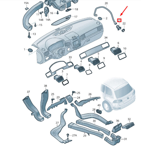 1T0820731 - VW Touareg 7P MK2 air connection hose piece 1T0820731 NEW ORIGINAL