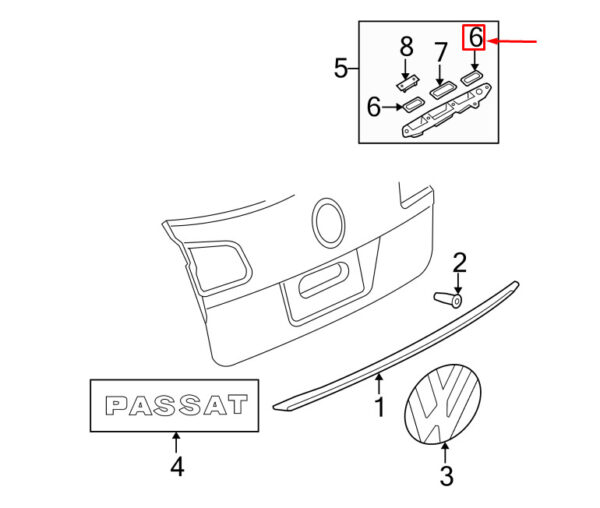1T0827634A - VW JETTA III MK3 REAR NUMBER PLATE LIGHT GASKET 1T0827634A GENUINE