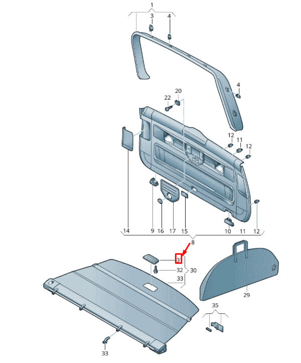 1T08677993G4 - NEW VW TOUAREG 7P MK2 LUGGAGE COVER BLIND GRIP MOLDING 1T08677993G4