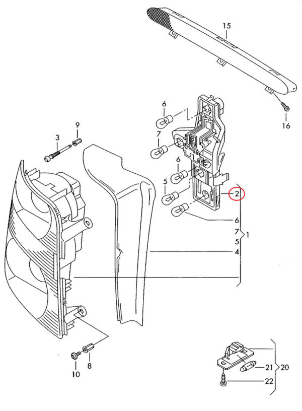 1T0945258D - New Genuine VW TOURAN Rear Tail Light Bulb Carrier Right O/S 1T0945258D OEM