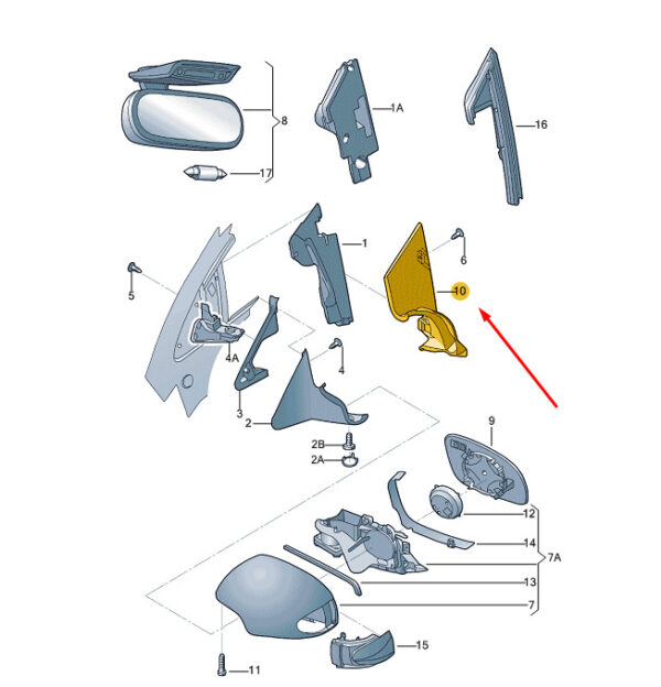 1Y1858035F01C - VW Beetle Convertible 1Y Mirror Cap Front Left LHD 1Y1858035F01C NEW GENUINE