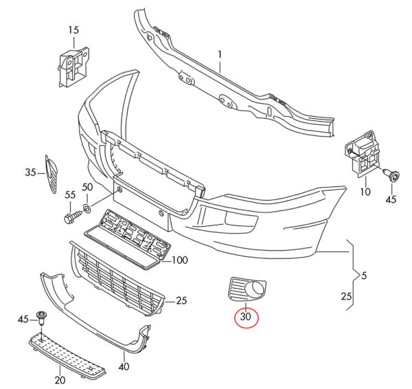 2E0807675 - New Genuine VW CRAFTER Front Bumper Fog Light Lamp Grille Left N/S 2E0807675 OEM