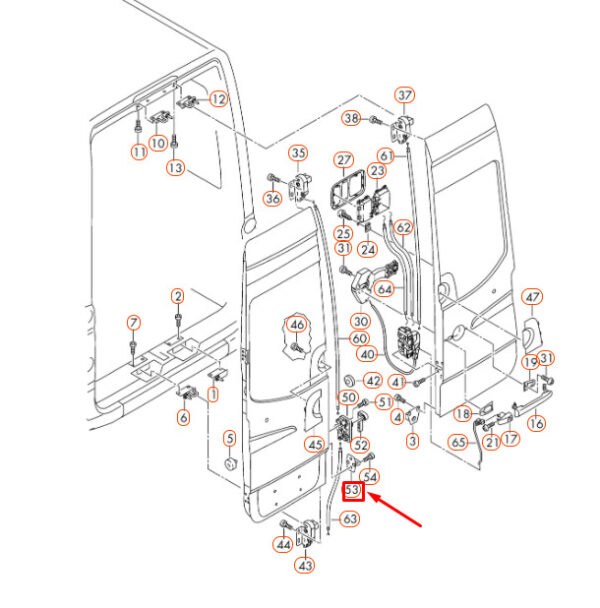 2E0837295 - NEW VOLKSWAGEN CRAFTER 2F REAR WING DOOR LOCK KNITTER 2E0837295 ORIGINAL
