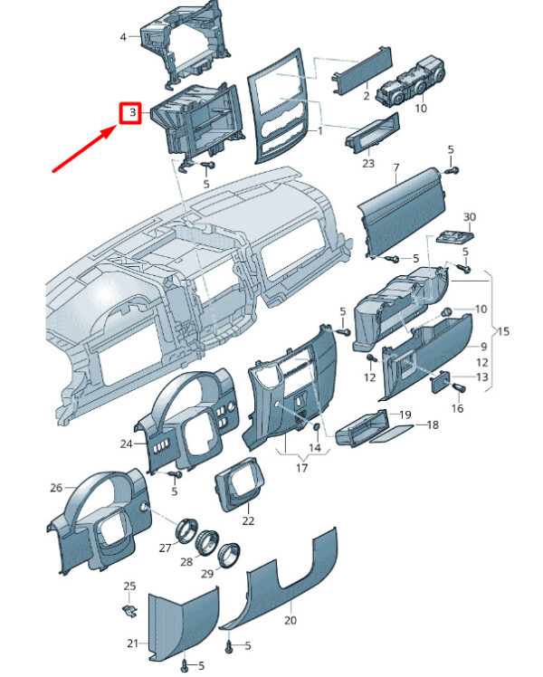 2E0857346B - NEW VOLKSWAGEN CRAFTER 2F MK1 DASHBOARD CENTER RADIO SUPPORT 2E0857346B