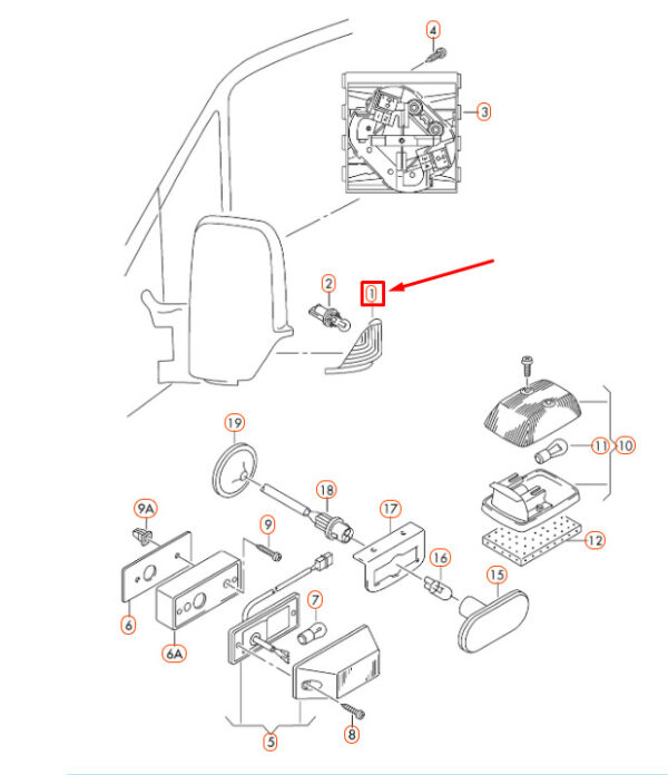 2E0953049A - OEM VW CRAFTER MK1 FRONT LEFT DOOR MIRROR TURN INDICATOR LHD 2E0953049A GENUINE