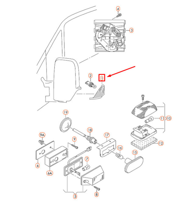 2E0953050A - NEW OEM VW CRAFTER MK1 FRONT RIGHT DOOR MIRROR TURN INDICATOR LHD 2E0953050A