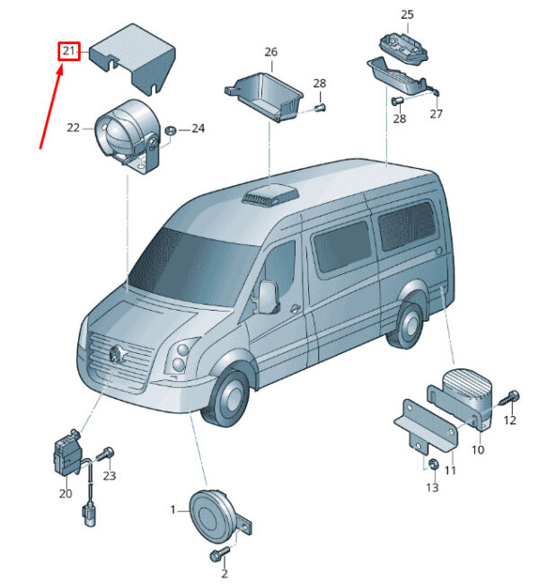 2E0955109K - NEW VOLKSWAGEN CRAFTER 2F MK1 ELECTRONIC SIREN COVER 2E0955109K