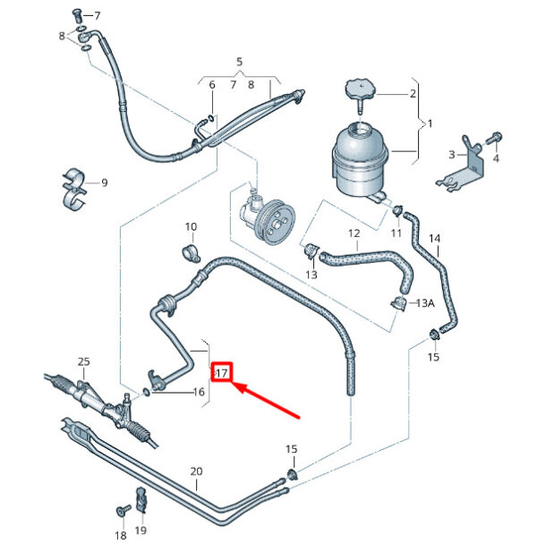2E1422967 - NEW VOLKSWAGEN CRAFTER 2F MK1 STEERING GEAR RETURN LINE LHD 2E1422967
