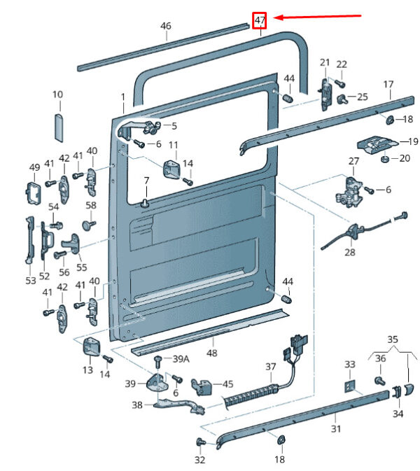 2E1843791F - NEW VOLKSWAGEN CRAFTER 2F MK1 LEFT SLIDING DOOR RUBBER SEAL 2E1843791F
