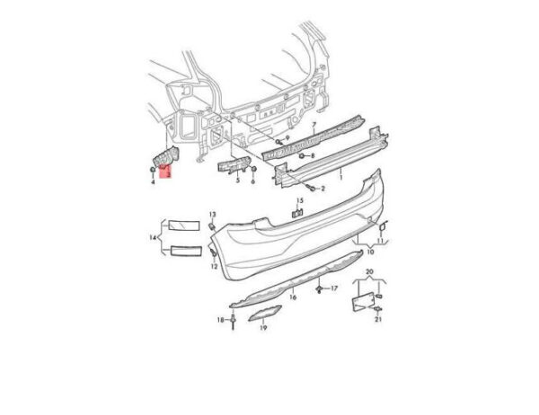 2G6807393B - NEW VOLKSWAGEN POLO AW BUMPER HOLDER REAR LEFT 2G6807393B ORIGINAL