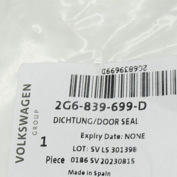 2G6839699D - Volkswagen Polo AW door seal rubber rear left 2G6839699D New