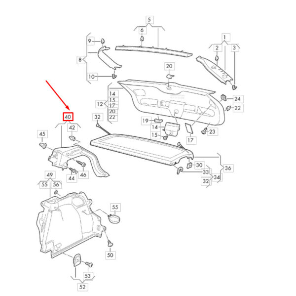 2GA867762A82V - NEW VW T ROC TRUNK RIGHT SHELF 2GA8677A82V ORIGINAL