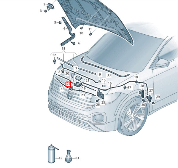 2GM823529A9B9 - New VW T-CROSS C11 Front Bonnet Hood Release Element 2GM823529A9B9