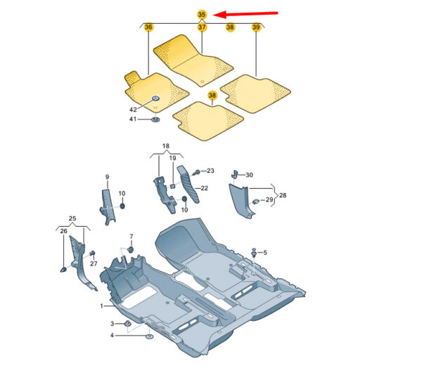 2GM863011AEUN - VW T-CROSS C11 Front And Rear Floor Mat Set LHD 2GM863011AEUN NEW GENUINE