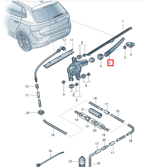 2GM95570703C - New VOLKSWAGEN T-CROSS C11 Tailgate Window Wiper Arm 2GM95570703C