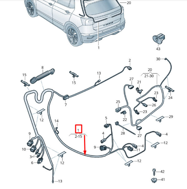 2GM971147A - New VOLKSWAGEN T-CROSS C11 Rear Tailgate Wiring 2GM971147A