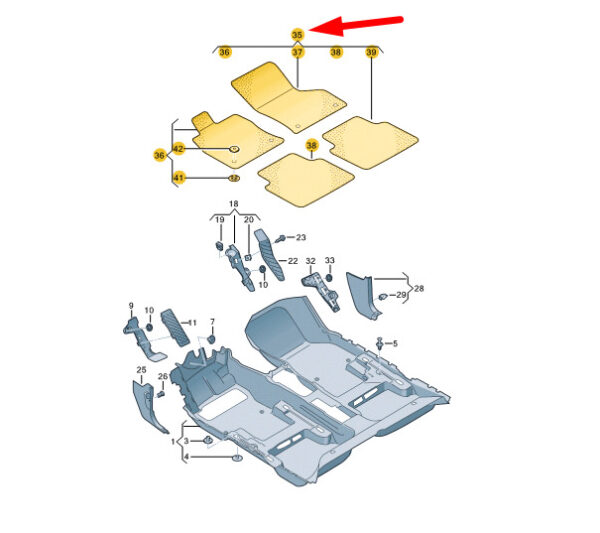 2GR863011EUN - NEW VW T-ROC A11 CABRIO FRONT AND REAR FLOOR MAT SET RHD 2GR863011EUN ORIGINAL
