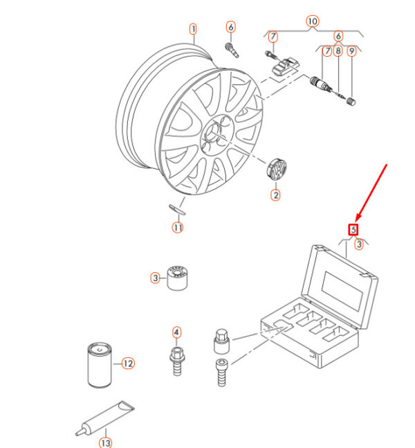 2H0698137A - NEW VOLKSWAGEN TOUAREG 7P ANTI THEFT WHEEL BOLT SET 2H0698137A