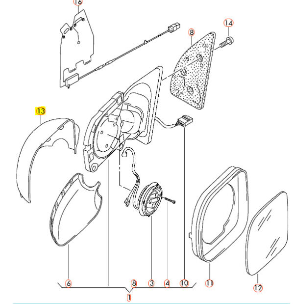 2H0857528CGRU - New Genuine VW AMAROK 10-16 Front O/S Right Wing Mirror Cover Cap 2H0857528CGRU