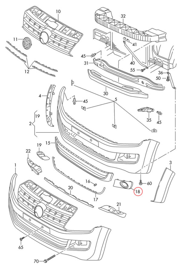 2HH807489A9B9 - New Genuine VW AMAROK Front Left Bumper Fog Light Grill Cover 2HH807489A9B9 OEM