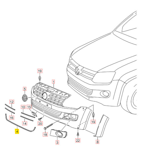 2HH853347 - New Genuine VW Amarok Front Bumper Lower Center Grill Trim Chrome 2HH8533472ZZ