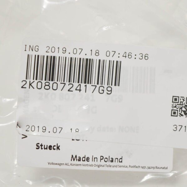 2K08072417G9 - VW Caddy Mk3 2KA Front Bumper Tow Hook Eye Cover Cap 2K08072417G9 NEW OEM