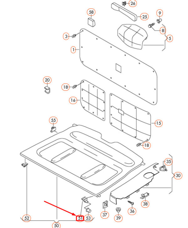 2K0863534 - VW CADDY 2K Front Right Luggage Boot Cover Mounting 2K0863534 NEW GENUINE