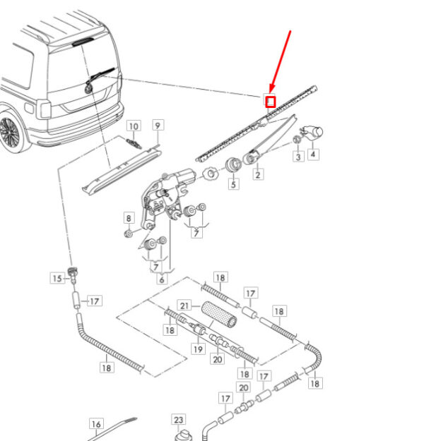 2K5955425A - NEW VOLKSWAGEN CADDY 2K REAR AERO WIPE SHEET 2K5955425A ORIGINAL