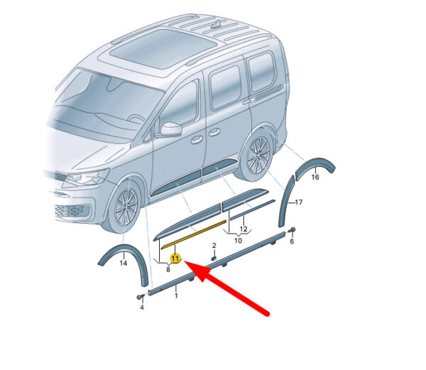 2K7853053 - VW CADDY MK4 SB door protection strip front left 2K78530533Q7 NEW ORIGINAL