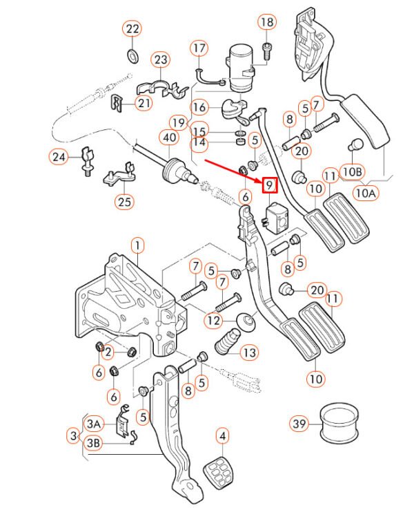 3A1721871 - NEW VW BEETLE 9C ACCELERATOR PEDAL BALANCE WEIGHT LHD 3A1721871