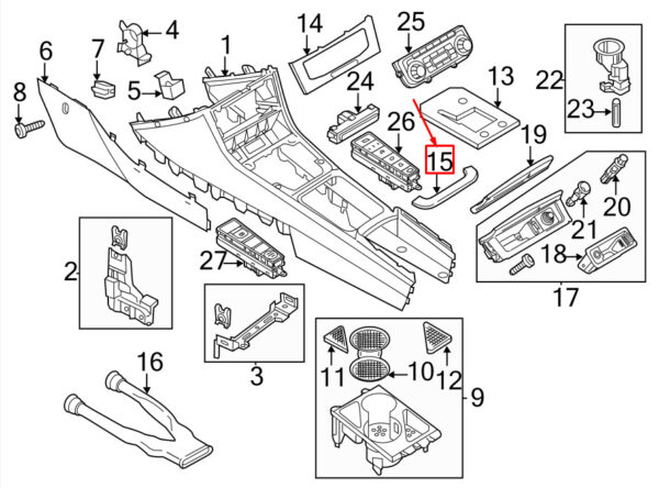 3AA863324APD4 - NEW VW CC 35 CENTER CONSOLE TRIM 3AA863324APD4 ORIGINAL