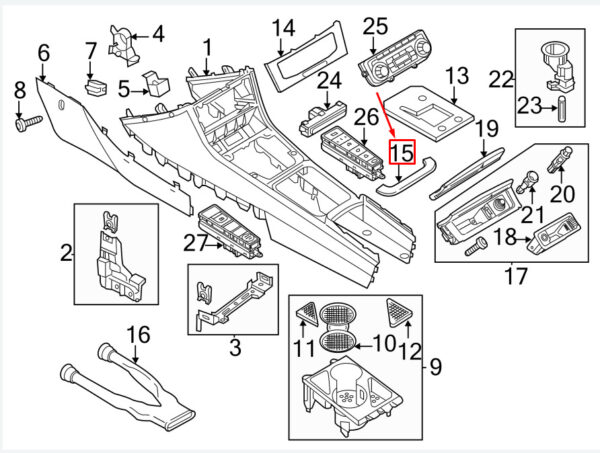 3AA863324YI2 - NEW VW CC 35 CENTER CONSOLE REAR PANEL 3AA863324YI2 ORIGINAL