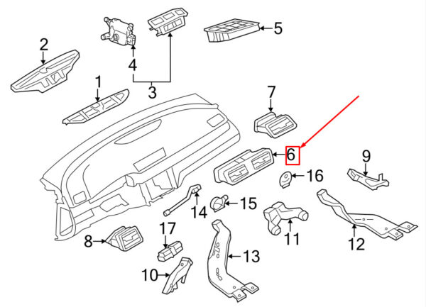 3AB819728CMAI - New Genuine VW Passat B7 CC Front Center Air Vent Black Chrome 3AB819728CMAI
