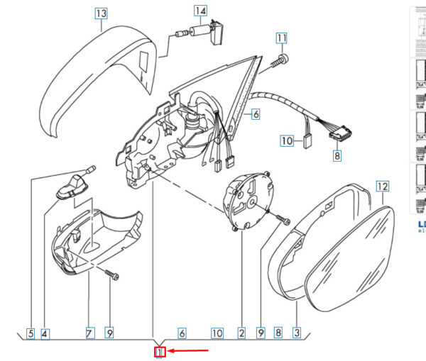 3AB857507F9B9 - NEW VW PASSAT VARIANT B7 36 FRONT LEFT SIDE WING MIRROR 3AB857507F9B9 ORIGINAL