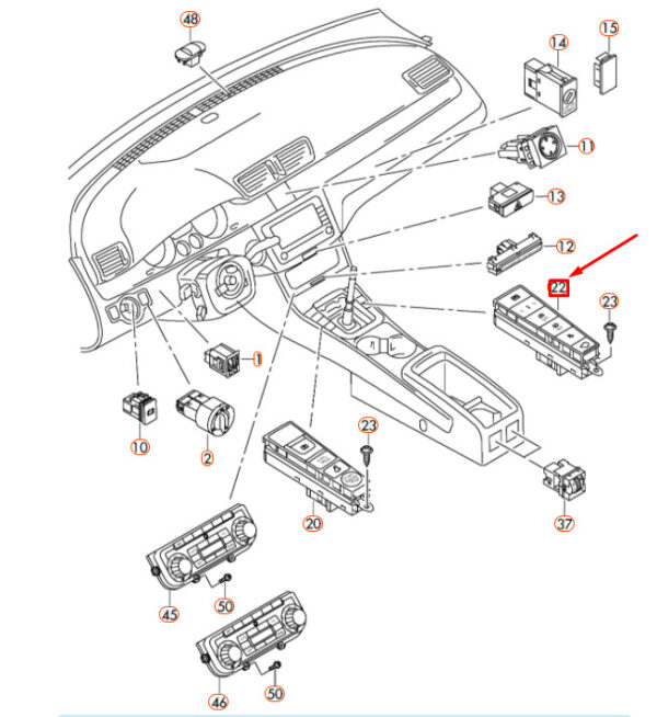 3AB927238ATWHS - NEW VOLKSWAGEN CC CONTROL PANEL WITH PUSHBUTTONS LHD 3AB927238ATWHS ORIGINAL