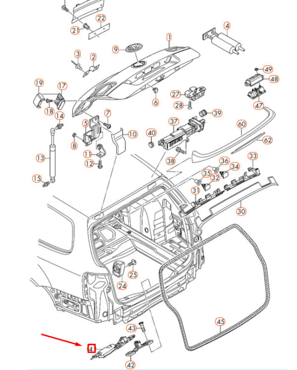 3AF827887 - NEW VOLKSWAGEN PASSAT VARIANT B7 REAR LID LOCK STRIKER 3AF827887 ORIGINAL
