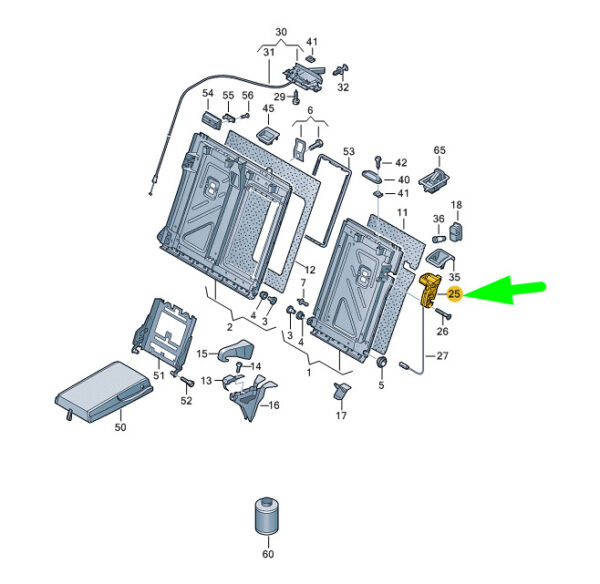 3AF885682C9B9 - NEW VOLKSWAGEN CC REAR SEAT BACKREST RIGHT LOCK 3AF885682C9B9 ORIGINAL