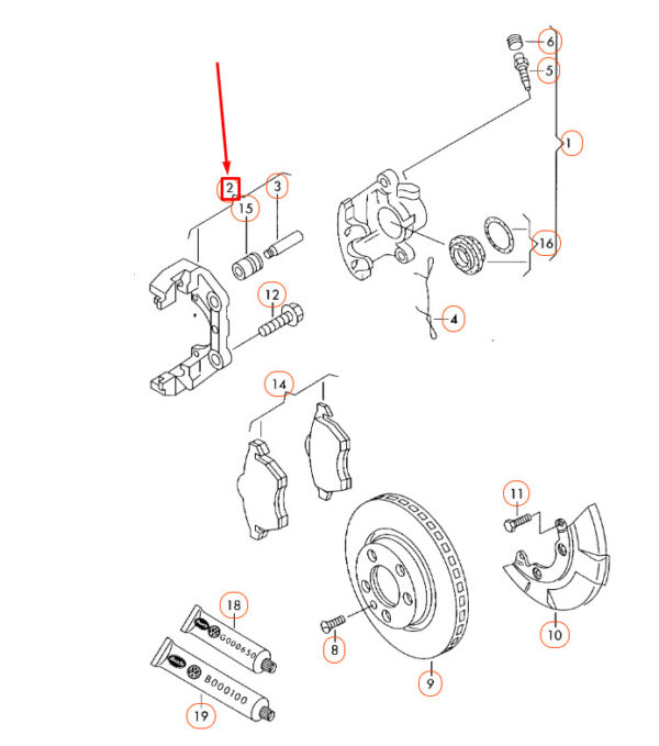 3B0615125 - NEW VOLKSWAGEN BEETLE 9C FRONT BRAKE CALIPER CARRIER 3B0615125 ORIGINAL
