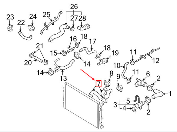 3C0121049J - NEW VW PASSAT B6 3C RADIATOR COOLANT HOSE 3C0121049J