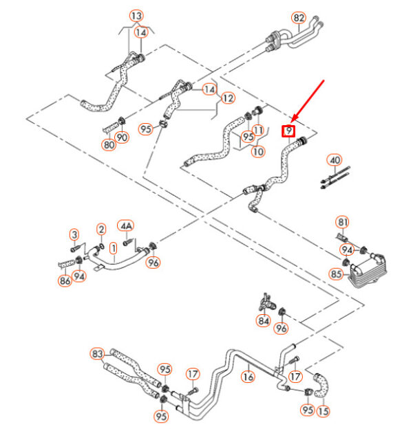 3C0122073FC - NEW VOLKSWAGEN CC ENGINE COOLANT HOSE 3C0122073FC ORIGINAL