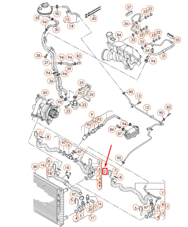 3C0122101GG - NEW VOLKSWAGEN CC ENGINE RADIATOR UPPER COOLANT HOSE 3C0122101GG ORIGINAL