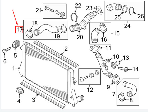 3C0145832R - NEW VW CC 35 TURBOCHARGER INTERCOOLER HOSE 3C0145832R ORIGINAL